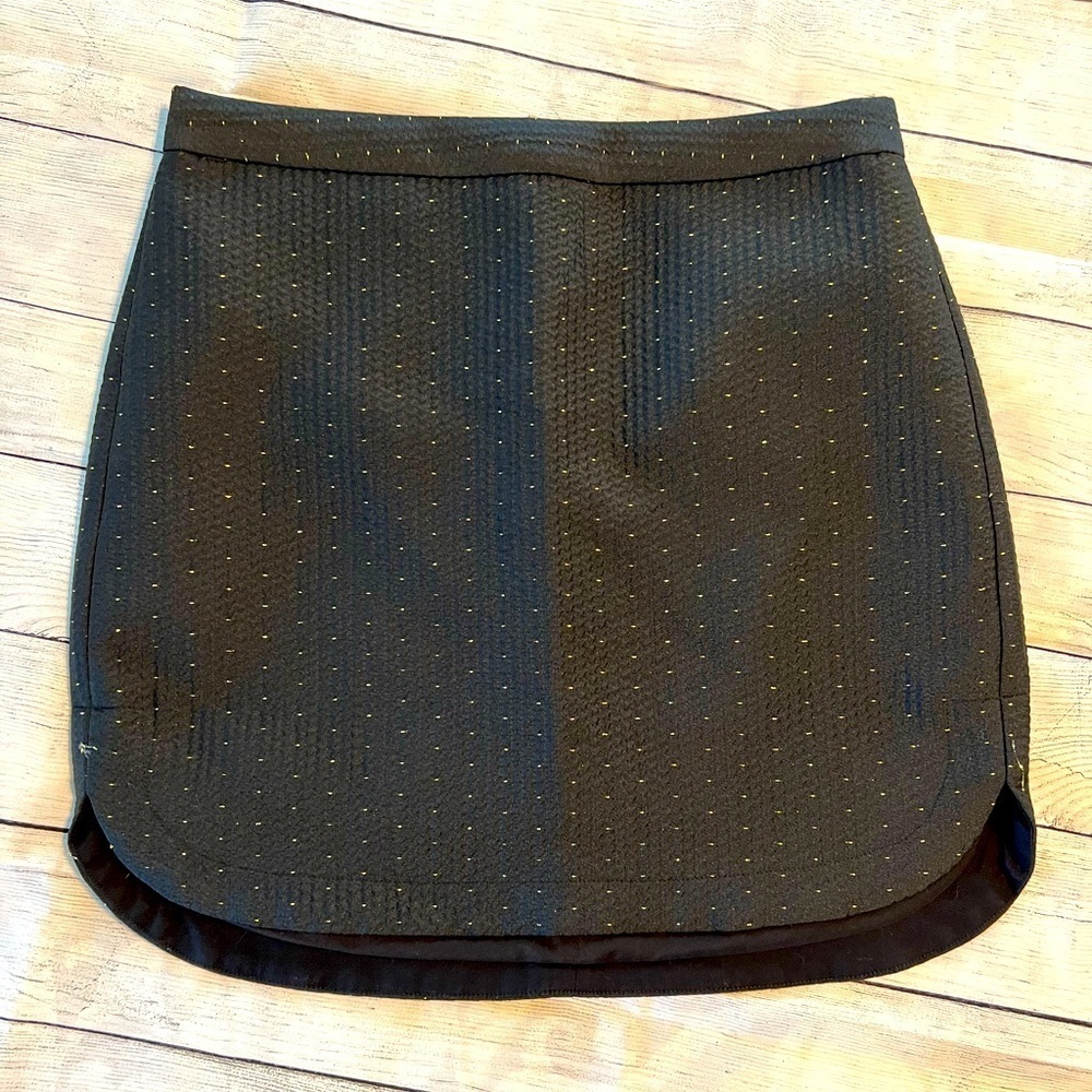 Madewell Black Gold Metallic Jacquard Shirt Tail Skirt Size 2